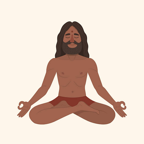yoga-mann  - indian culture guru sadhu hinduism stock-grafiken, -clipart, -cartoons und -symbole