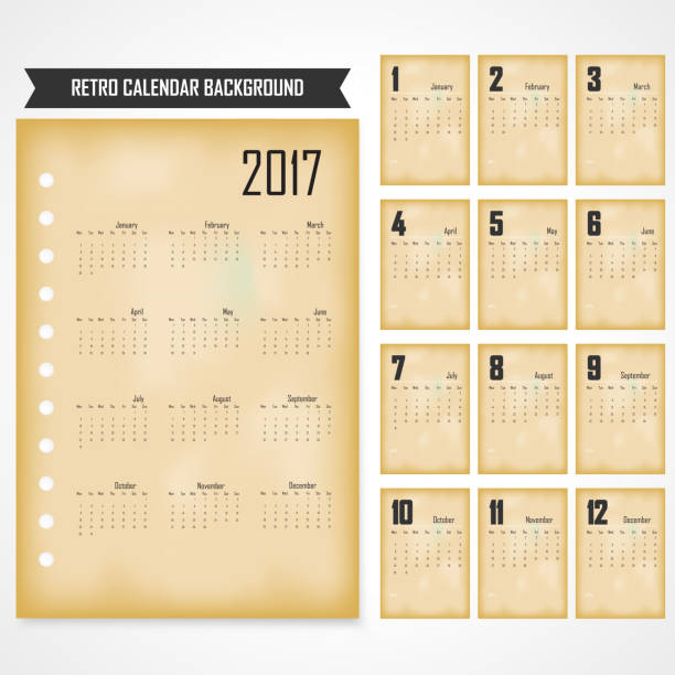 Calendar for 2017 on grey background vector art illustration