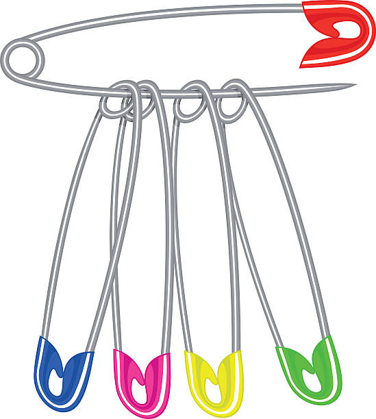 Colorful Safety Pins Stock Illustration - Download Image Now