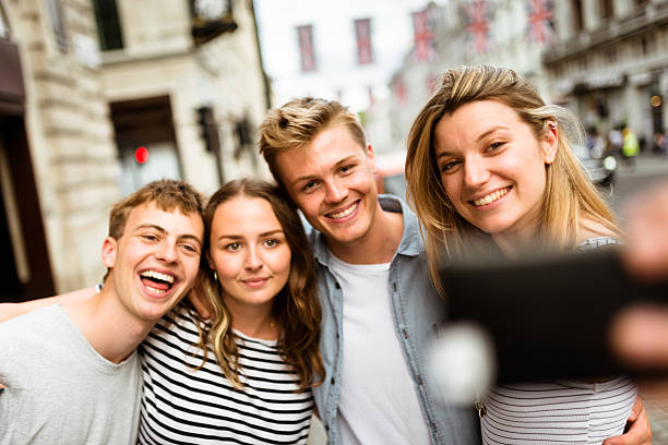 istock friends take a selfie in london screaming 624111340