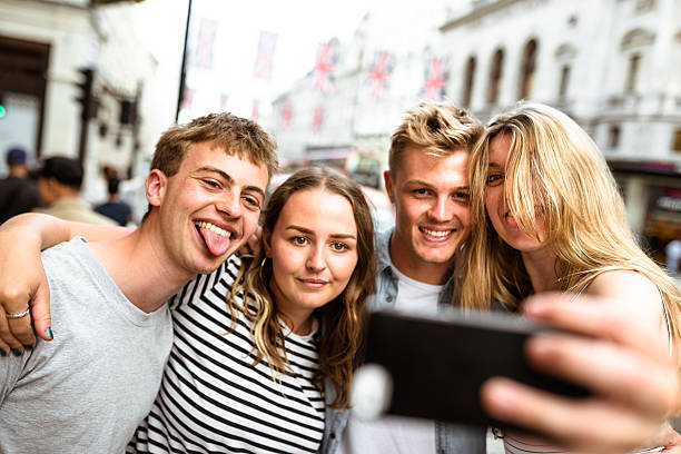istock friends take a selfie in london screaming 624111688