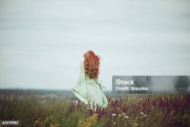 Young Redhead Girl In Medieval Dress Stock Photo - Download Image Now - Nature, Redhead, Adult