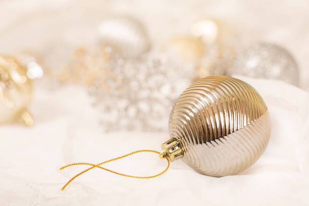 istock Gold Christmas ornament on white background. 624126314