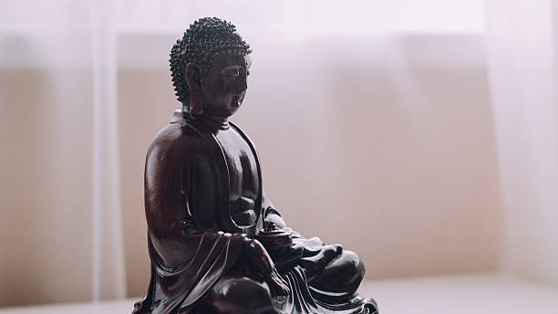 istock Decorative Buddha statue, Buddha in the background of incense, S 624128384