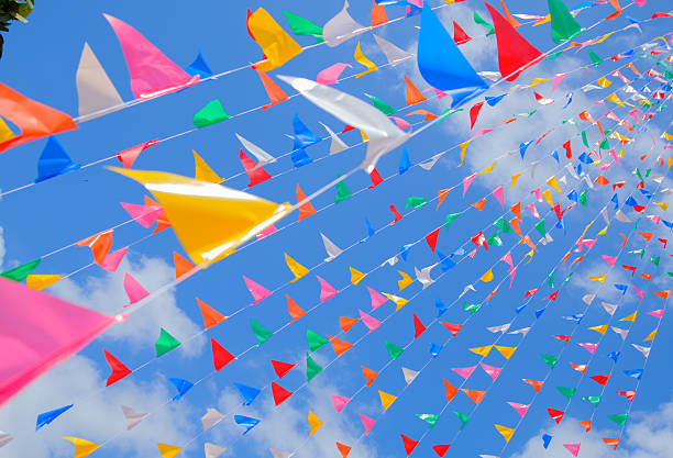istock Colorful flag with blue sky. 624129776