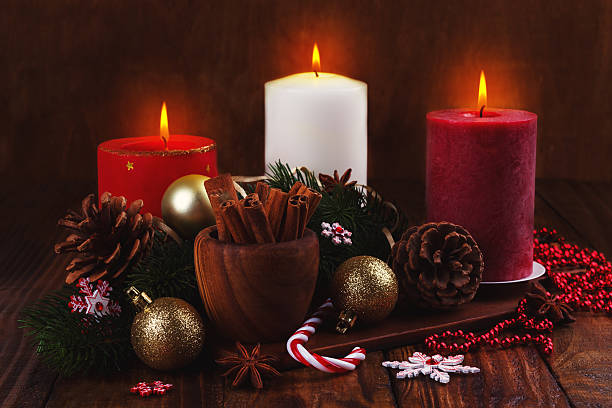 istock Christmas candles and ornaments 624130106