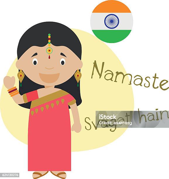 Cartoon Character Saying Hello And Welcome In Hindi Stock Illustration -  Download Image Now - iStock