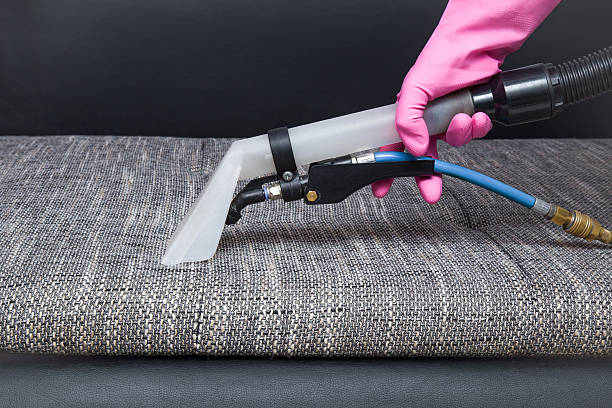 istock Sofa chemical cleaning with professionally extraction method. Upholstered furniture. 624130634