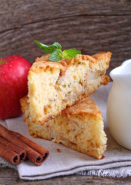 istock Charlotte with apples in the white plate 624137992
