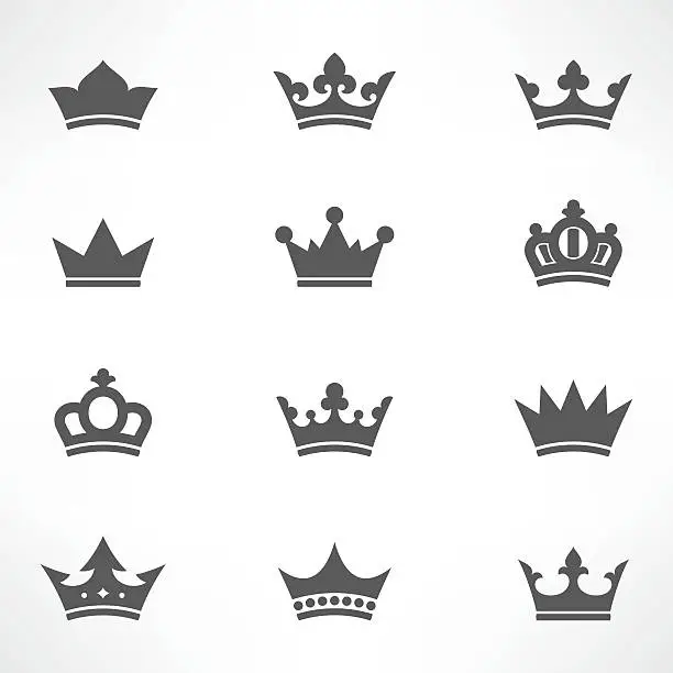 Vector illustration of Crown icons set