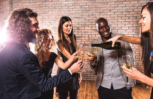 Elegance people at the party toasting