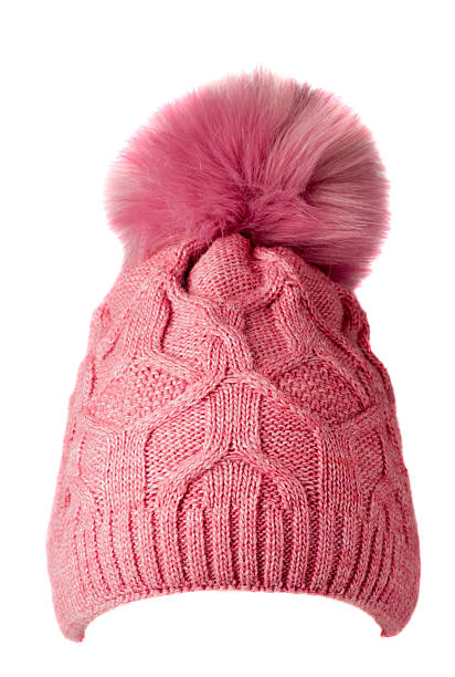 istock Women's knitted hat isolated on white background.hat with pomp 624154076