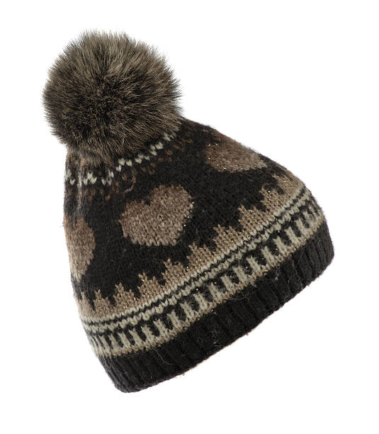 istock Women's knitted hat isolated on white background.hat with pomp 624154154