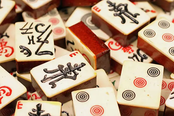 Mahjongg tiles shot with a macro lens