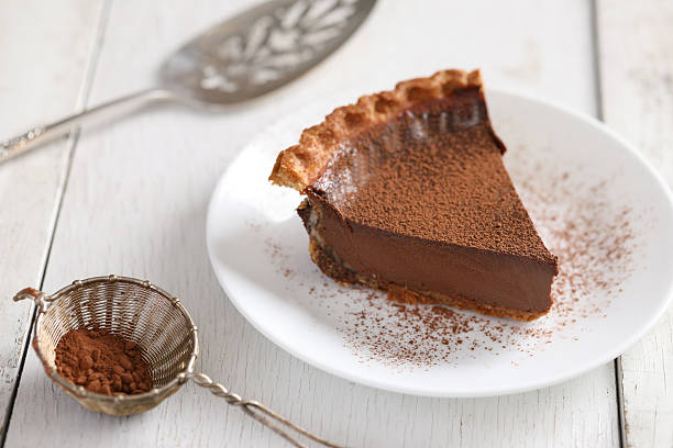 istock Slice Of Chocolate Pie Dusted With Cocoa Powder 624158114