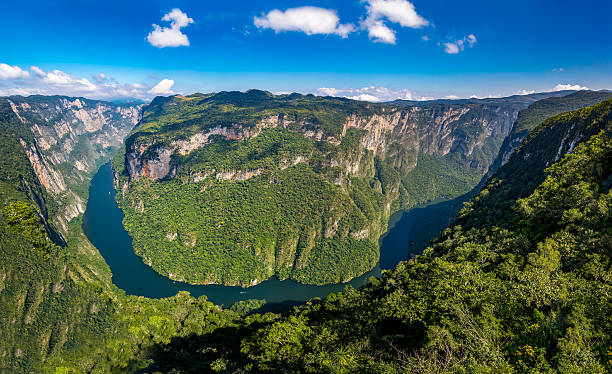 vue d’en haut du canyon du sumidero - chiapas, mexique - gorge vallées et canyons photos et images de collection