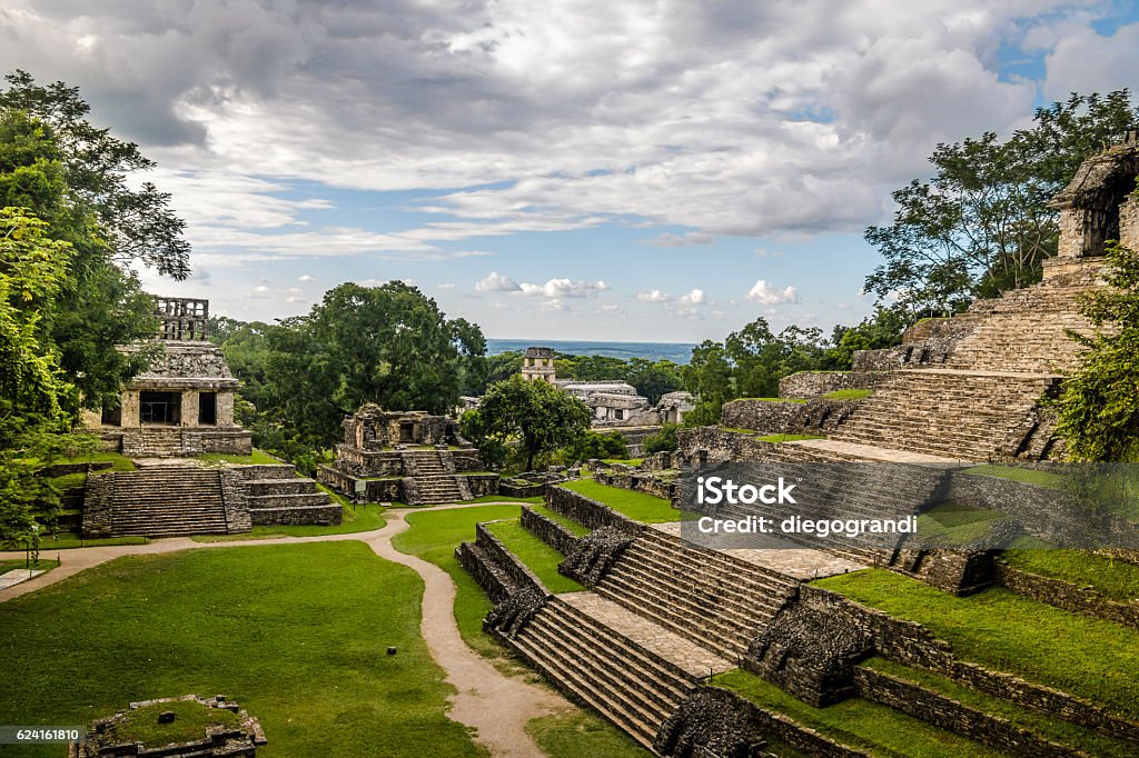 Temples of the Cross Group - Palenque, Chiapas, Mexico Temples of the Cross Group at mayan ruins of Palenque - Chiapas, Mexico Mexico Stock Photo