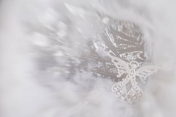 Winter Christmas backgkround for card stock with texture and single angel ornament