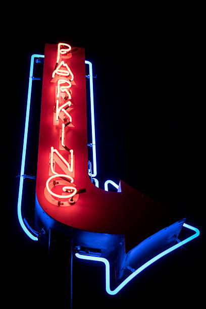 istock Parking Red and Blue Neon Sign 624179052