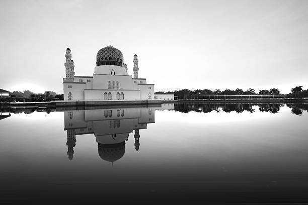 istock Black and white scene at Kota Kinabalu Mosque, Sabah Borneo 624179068