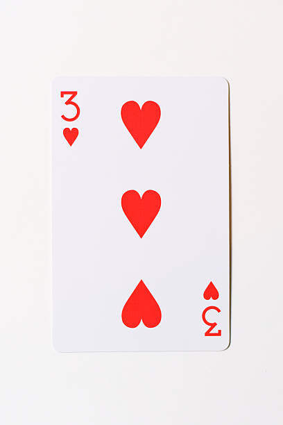 50+ Playing Card Three Of Hearts Stock Photos and Royalty-Free