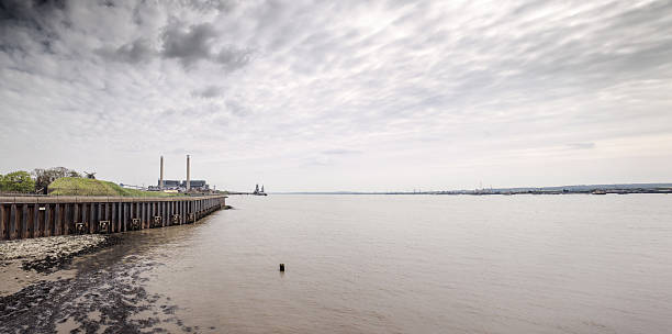 Tilbury Fort in Essex Landscape shot taken by Tilbury Fort in Essex looking out across the river thames estuary stock pictures, royalty-free photos & images