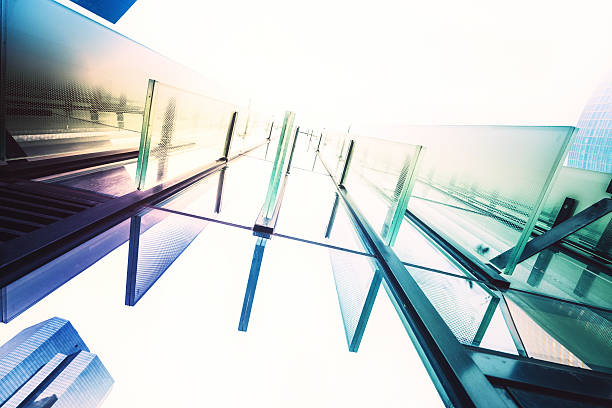 Detail of skyscraper's glass facade.