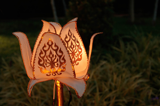 Lamps or paper lantern used at Loy krathong festival, night background