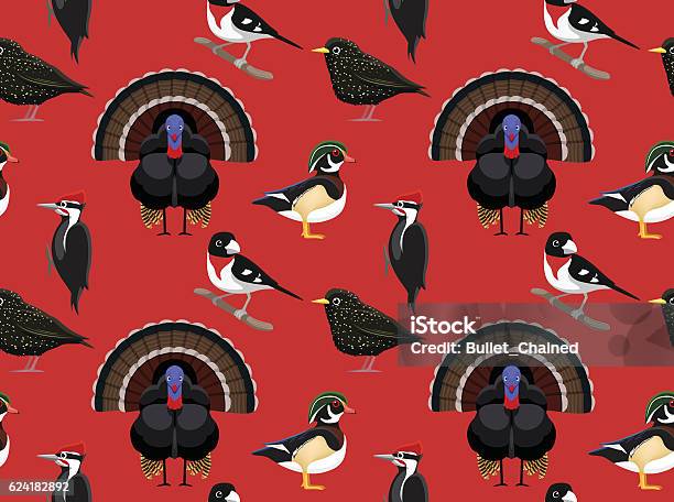 Random American Birds Wallpaper 1 Stock Illustration - Download Image Now - Illustration, Wild Turkey, Animal