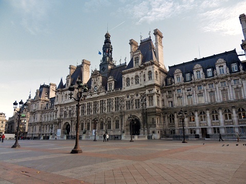 Paris, France - November 5, 2010: the Hotel de Ville de Paris is the town hall of Paris, dating from the fourteenth century, but rebuilt in the nineteenth century after a disastrous fire
