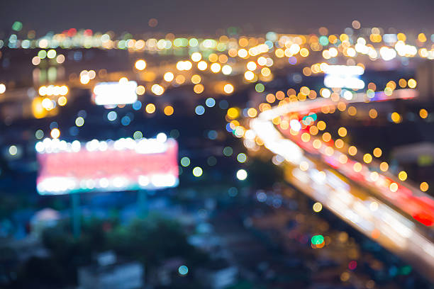 istock Blurred lights city highway curved night view, abstract background 624184112