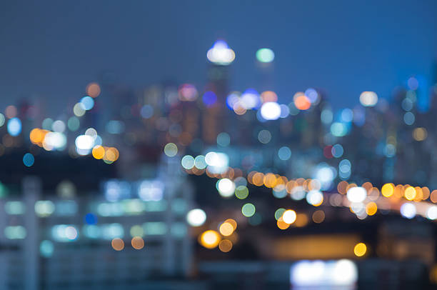 istock Blurred lights at twilight, big city downtown 624184126