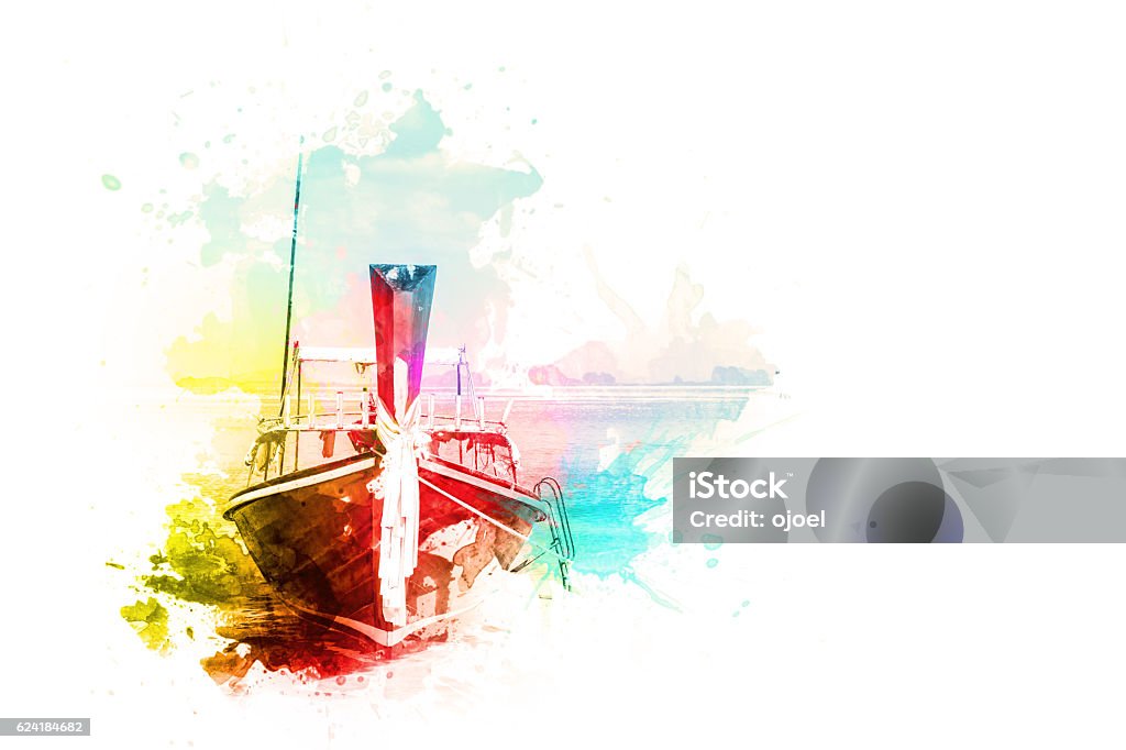 fishing boat made by color filter fishing boat made by color filter, abstract, tinted Nautical Vessel Stock Photo