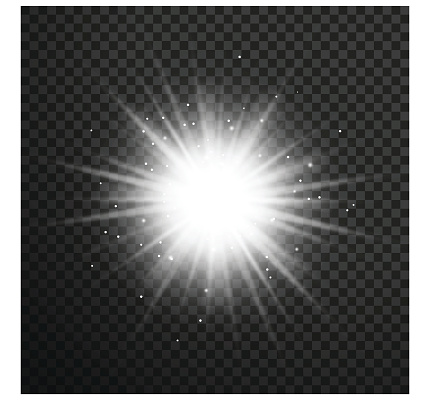 White Glowing Light Burst Explosion With Transparent Stok Vektör Sanatı