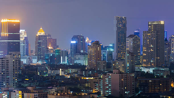 istock Bangkok city office building downtown night view 624194146