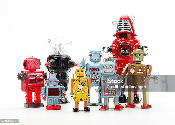 レトロロボットおもちゃグループ - ロボットのストックフォトや画像を多数ご用意 - ロボット, おもちゃ, ユーモア