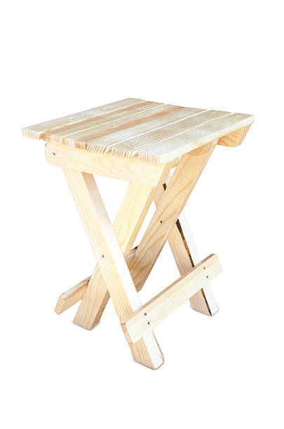 istock Wooden stool isolated by hand made on white background, clipping 624196518