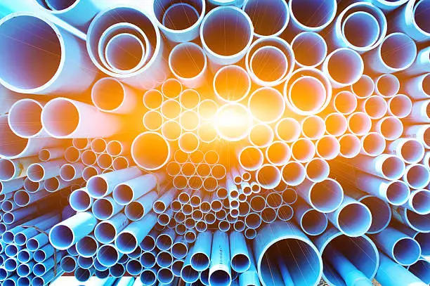 Photo of PVC pipes and sun ligth bacground