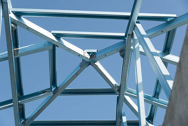 istock Structure of steel roof. 624214062
