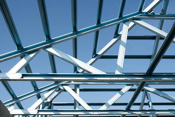 istock Structure of steel roof. 624214116