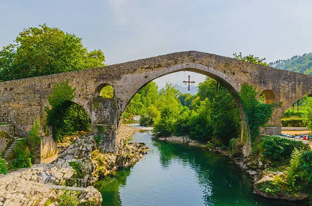 Roman bridge in Cangas de Onis, Asturias, Spain