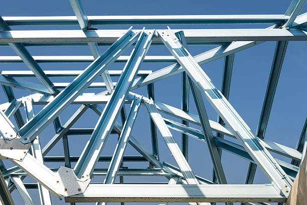 istock Structure of steel roof. 624214310