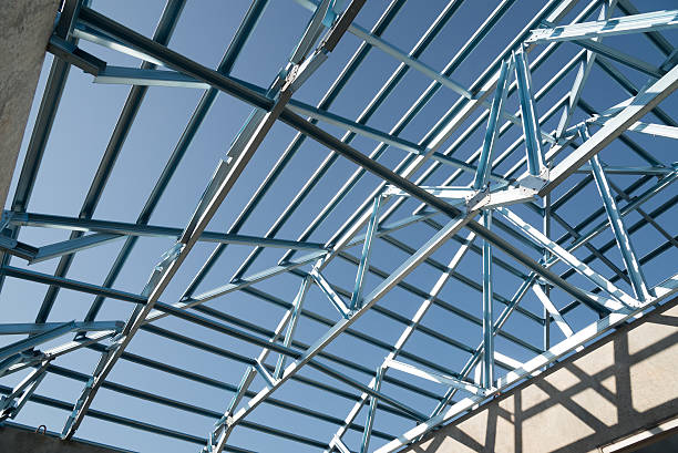 istock Structure of steel roof. 624214512