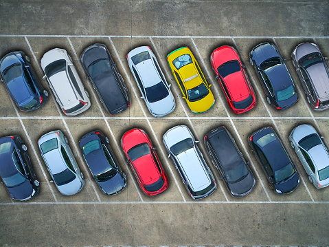 Aerial View of Parked Cars