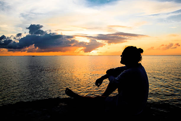 istock Hiking scene silhouette in sunset. 624216362
