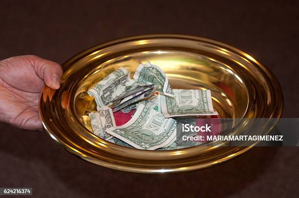 Offering Plate And Tithe Stock Photo - Download Image Now - Religious Offering, Giving, Plate