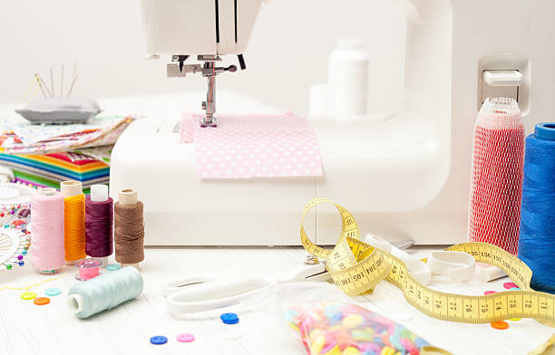 istock sewing, sewing on the sewing machine, sewing supplies, colored s 624224190