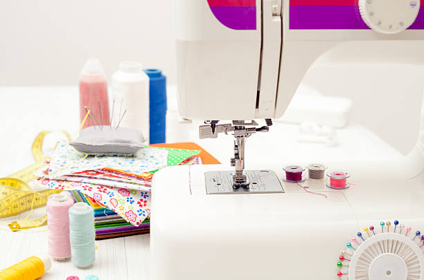 istock sewing, sewing on the sewing machine, sewing supplies, colored s 624224416