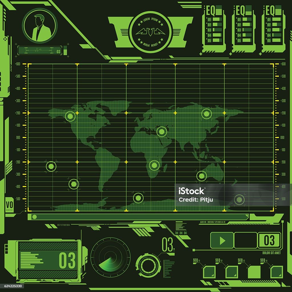 Hud Navigation Map Screen Elements Stock Illustration - Download Image ...
