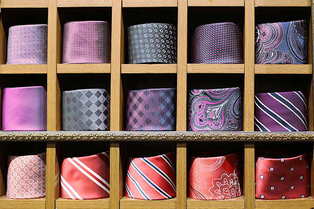 Assortment ties in the boutique stock photo